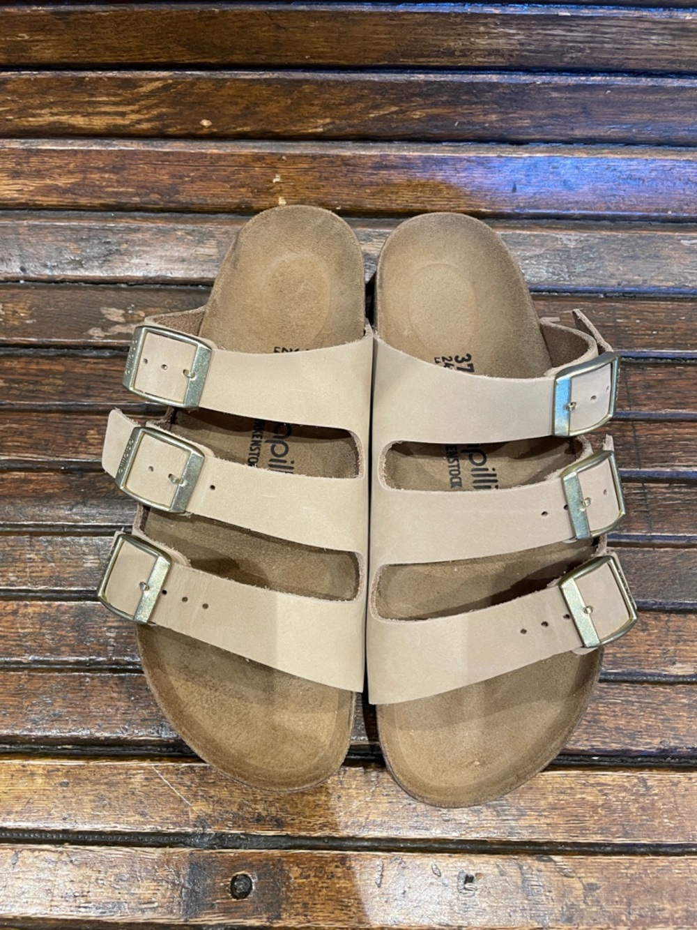 Papillio Beige Triple Strap Sandals